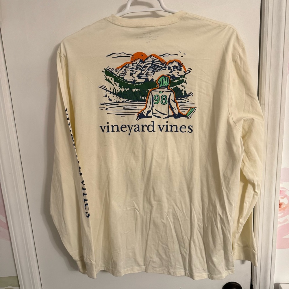 Vineyard Vines Men's pond hockey Cream Long Sleeve Shirt XXL